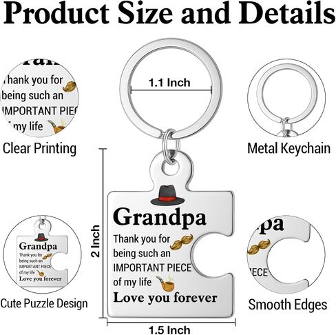 Gifts for Grandpa from Grandkids, Grandpa Birthday Gift Fathers Day Thanksgiving Christmas Gift Ideas, Grandfather Puzzle Piece Metal Keychains in Saudi Arabia