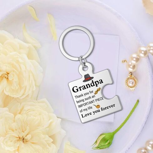 Gifts for Grandpa from Grandkids, Grandpa Birthday Gift Fathers Day Thanksgiving Christmas Gift Ideas, Grandfather Puzzle Piece Metal Keychains in Saudi Arabia