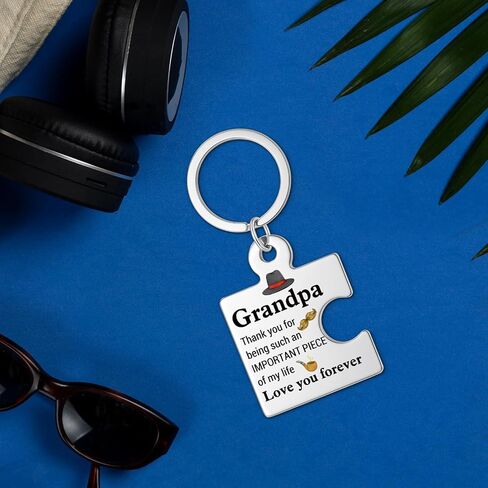 Gifts for Grandpa from Grandkids, Grandpa Birthday Gift Fathers Day Thanksgiving Christmas Gift Ideas, Grandfather Puzzle Piece Metal Keychains in Saudi Arabia