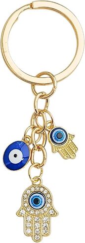 Blue Evil Eye Keychain Hamsa Hand Protection Keyring Good Luck Amulet for Purse Keys,Spiritual Gift for Women Men in Saudi Arabia