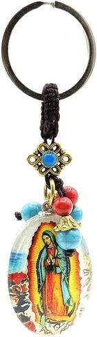 THE UM24 Handmade Our Lady of Guadalupe Keychain, Virgin Mary Religious Pendant with Turquoise & Coral Beads, Catholic Spiritual Gift for Protection, Mexican Style Charm for Keys, Bags & Car – 1 Set in Saudi Arabia