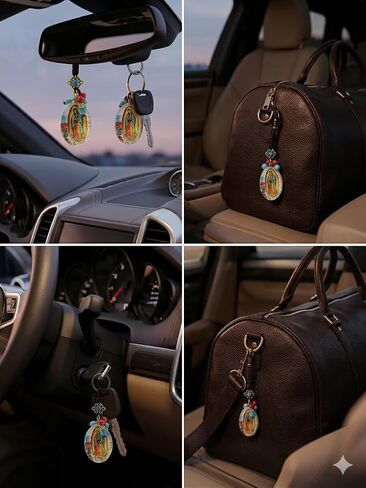 THE UM24 Handmade Our Lady of Guadalupe Keychain, Virgin Mary Religious Pendant with Turquoise & Coral Beads, Catholic Spiritual Gift for Protection, Mexican Style Charm for Keys, Bags & Car – 1 Set in Saudi Arabia