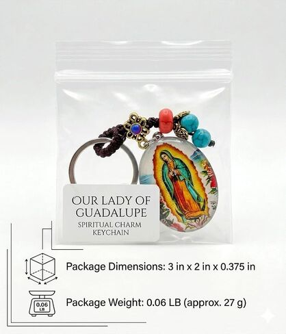 THE UM24 Handmade Our Lady of Guadalupe Keychain, Virgin Mary Religious Pendant with Turquoise & Coral Beads, Catholic Spiritual Gift for Protection, Mexican Style Charm for Keys, Bags & Car – 1 Set in Saudi Arabia