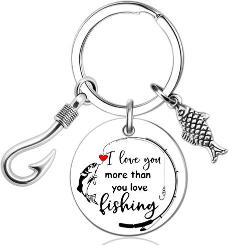 Fishing Keychain Gifts For Men Fishing Gifts For Fisherman Husband Boyfriend Dad Father Day Gift Fish Keychain Fisherman Gift Birthday Christmas I Love You More Than You Love Fish Keychain in Saudi Arabia