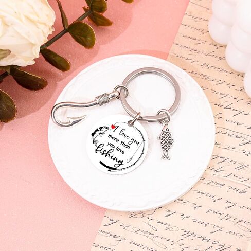 Fishing Keychain Gifts For Men Fishing Gifts For Fisherman Husband Boyfriend Dad Father Day Gift Fish Keychain Fisherman Gift Birthday Christmas I Love You More Than You Love Fish Keychain in Saudi Arabia