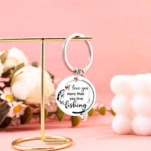 Fishing Keychain Gifts For Men Fishing Gifts For Fisherman Husband Boyfriend Dad Father Day Gift Fish Keychain Fisherman Gift Birthday Christmas I Love You More Than You Love Fish Keychain in Saudi Arabia