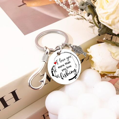 Fishing Keychain Gifts For Men Fishing Gifts For Fisherman Husband Boyfriend Dad Father Day Gift Fish Keychain Fisherman Gift Birthday Christmas I Love You More Than You Love Fish Keychain in Saudi Arabia