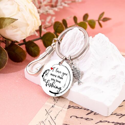 Fishing Keychain Gifts For Men Fishing Gifts For Fisherman Husband Boyfriend Dad Father Day Gift Fish Keychain Fisherman Gift Birthday Christmas I Love You More Than You Love Fish Keychain in Saudi Arabia