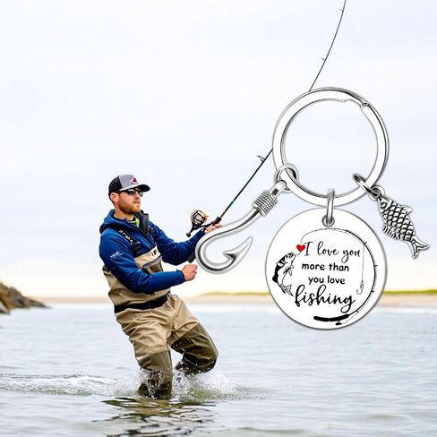 Fishing Keychain Gifts For Men Fishing Gifts For Fisherman Husband Boyfriend Dad Father Day Gift Fish Keychain Fisherman Gift Birthday Christmas I Love You More Than You Love Fish Keychain in Saudi Arabia