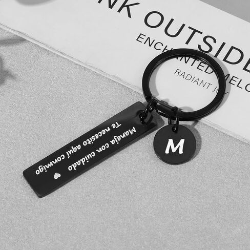 Drive Safe Keychain for Him Maneja Con Cuidado Te Necesito Aqui Conmigo Llavero Spanish Keychain with a Box for Boyfriend Husband Anniversary Birthday Gifts from Girlfriend Wife in Saudi Arabia