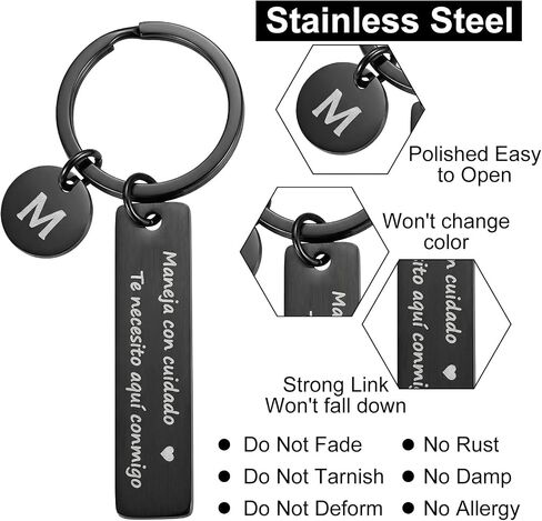 Drive Safe Keychain for Him Maneja Con Cuidado Te Necesito Aqui Conmigo Llavero Spanish Keychain with a Box for Boyfriend Husband Anniversary Birthday Gifts from Girlfriend Wife in Saudi Arabia