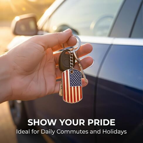Official American Flag Keychains - Metal Key Rings Smooth Finish - USA Patriotic Flag Key Chain - Souvenir Gifts - Set of 4 in Saudi Arabia