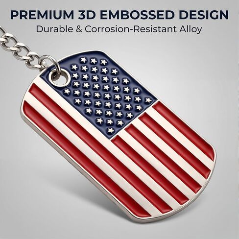 Official American Flag Keychains - Metal Key Rings Smooth Finish - USA Patriotic Flag Key Chain - Souvenir Gifts - Set of 4 in Saudi Arabia