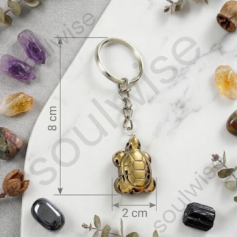 Soulwise Pyrite Tortoise Keychain | Money Magnet Keychain for Wealth, Prosperity & Abundance. in Kuwait