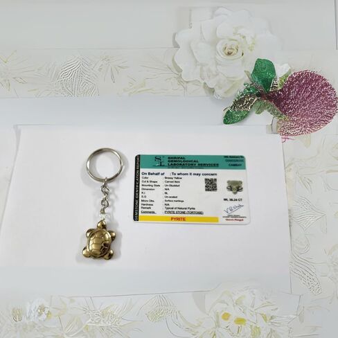 Soulwise Pyrite Tortoise Keychain | Money Magnet Keychain for Wealth, Prosperity & Abundance. in Kuwait