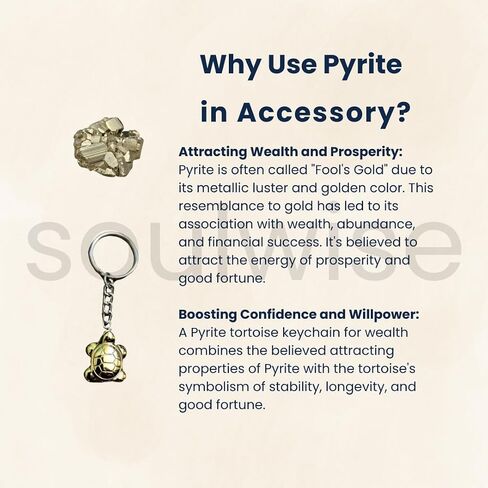 Soulwise Pyrite Tortoise Keychain | Money Magnet Keychain for Wealth, Prosperity & Abundance. in Kuwait