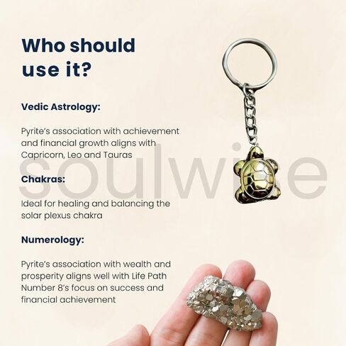 Soulwise Pyrite Tortoise Keychain | Money Magnet Keychain for Wealth, Prosperity & Abundance. in Kuwait