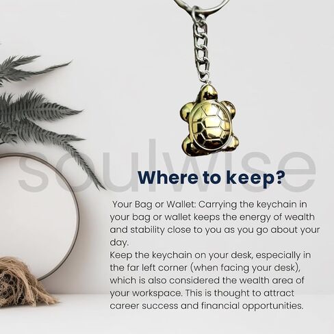 Soulwise Pyrite Tortoise Keychain | Money Magnet Keychain for Wealth, Prosperity & Abundance. in Kuwait
