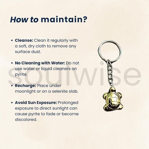 Soulwise Pyrite Tortoise Keychain | Money Magnet Keychain for Wealth, Prosperity & Abundance. in Kuwait