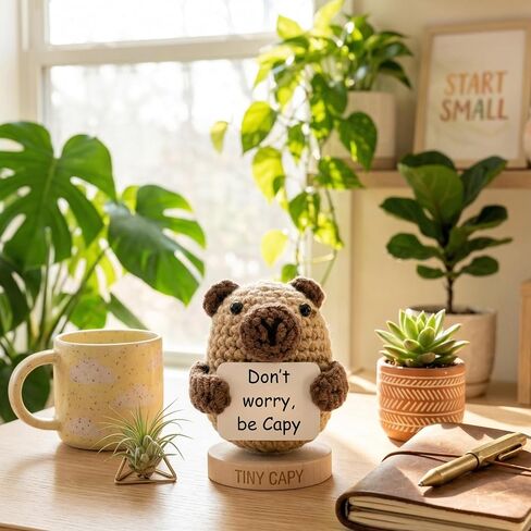 Tiny Capy Crochet with 30 Funny & Uplifting Cards - Friendship Gifts for Women, Bestie, Sassy Birthday or Graduation Present For Sister, Brother, Best Friends, Coworker | Emotional Support Capybara in Kuwait