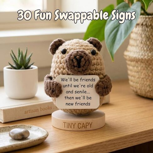 Tiny Capy Crochet with 30 Funny & Uplifting Cards - Friendship Gifts for Women, Bestie, Sassy Birthday or Graduation Present For Sister, Brother, Best Friends, Coworker | Emotional Support Capybara in Kuwait