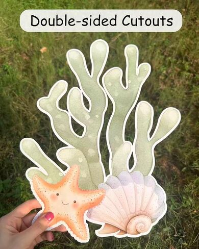 Large Under The Sea Cutouts with Stand, 12inch Ocean Birthday Party Decorations, Underwater Party Decorations, Baby Shower Supplies Cardboard Cutout Prop | 9PCS Stand Up Prop in Saudi Arabia