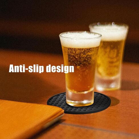 Silicone Coasters 6 Pack with Holder, Non-Slip Non-Stick Heat Resistant Cup Mat, Washable for Home Office Bar (Black) in Saudi Arabia