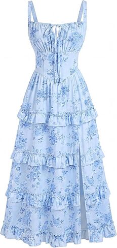 Scarlet Darkness Women's Floral Corset Dress 2026 Summer Spring Wedding Guest Dresses Flowy Sundress with Pockets in Saudi Arabia