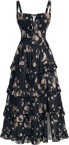 Scarlet Darkness Women's Floral Corset Dress 2026 Summer Spring Wedding Guest Dresses Flowy Sundress with Pockets in Saudi Arabia