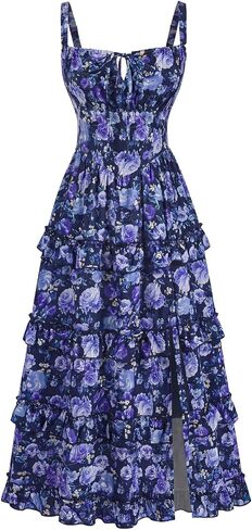 Scarlet Darkness Women's Floral Corset Dress 2026 Summer Spring Wedding Guest Dresses Flowy Sundress with Pockets in Saudi Arabia