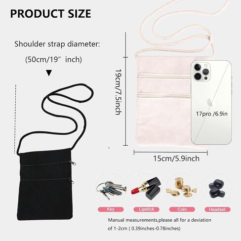 2-Pack Blank Canvas DIY Craft Double Zip Bags 15x19cm Crossbody Bag Small Sling Painting Bag Reusable Casual Shoulder Purse in Saudi Arabia