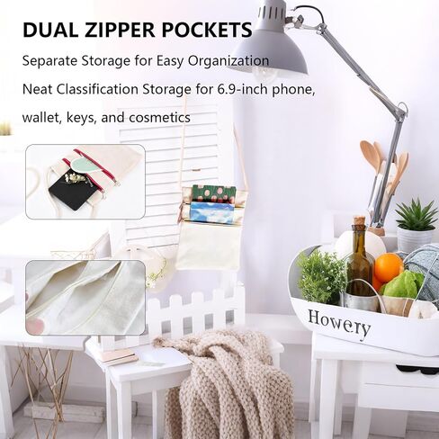2-Pack Blank Canvas DIY Craft Double Zip Bags 15x19cm Crossbody Bag Small Sling Painting Bag Reusable Casual Shoulder Purse in Saudi Arabia