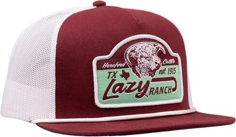 Lazy J Ranch Maroon & White Albany Classic Rope Trucker Hat - Adjustable Unisex Country Hats, Vintage Trucker Hat, Rope Hat in Saudi Arabia