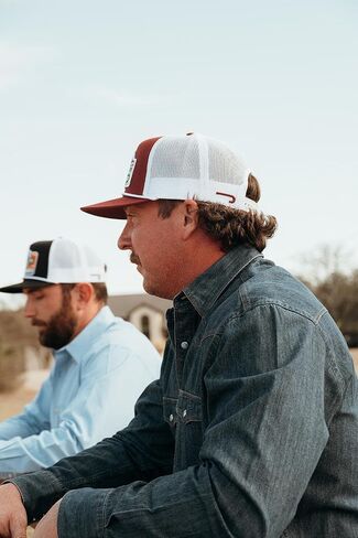 Lazy J Ranch Maroon & White Albany Classic Rope Trucker Hat - Adjustable Unisex Country Hats, Vintage Trucker Hat, Rope Hat in Saudi Arabia