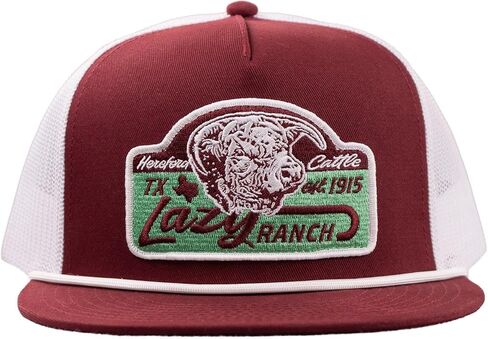 Lazy J Ranch Maroon & White Albany Classic Rope Trucker Hat - Adjustable Unisex Country Hats, Vintage Trucker Hat, Rope Hat in Saudi Arabia