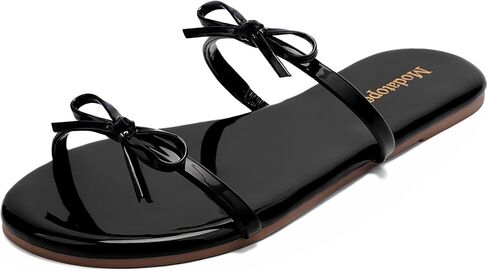 Modatope Women’s Two Strap Flat Sandals Bow Detail Summer Beach Casual Dressy Slip On Walking Shoes in Kuwait