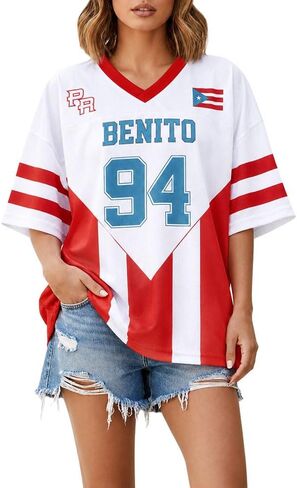 Puerto Rico Shirt for Women 94 Numbers Football Jersey Puerto Rico Flag Graphic Short Sleeve Tee Tops in Kuwait
