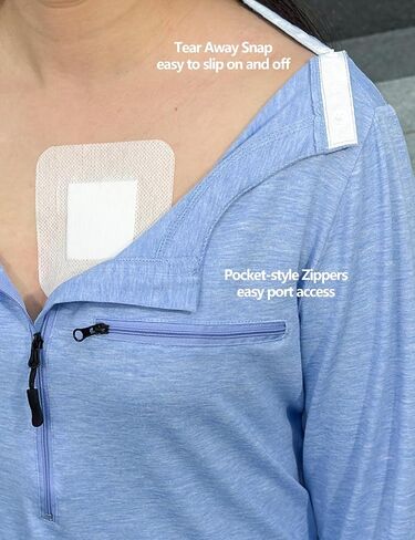 Chemo Port Shirts for Women Long Sleeve Post-Surgery Recovery with 2 Side Snaps Shoulder Surgery & Dialysis Recovery Shirts in Saudi Arabia