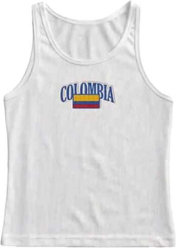 Y2k Jersey Shirt Tank Tops Women Summer Sleeveless Crop Top Colombia Graphic Baby Tee 90s Vintage Streetwear in Saudi Arabia