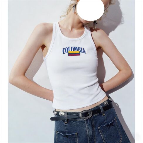 Y2k Jersey Shirt Tank Tops Women Summer Sleeveless Crop Top Colombia Graphic Baby Tee 90s Vintage Streetwear in Saudi Arabia
