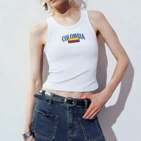 Y2k Jersey Shirt Tank Tops Women Summer Sleeveless Crop Top Colombia Graphic Baby Tee 90s Vintage Streetwear in Saudi Arabia