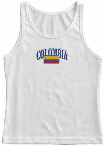Y2k Jersey Shirt Tank Tops Women Summer Sleeveless Crop Top Colombia Graphic Baby Tee 90s Vintage Streetwear in Saudi Arabia