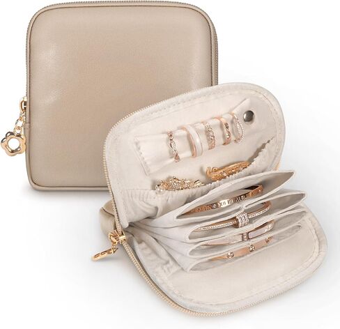 SITHON Small Travel Jewelry Case with Ring Holder, Mini Velvet Jewelry Pouch Bags, Compact Storage Organizer for Bracelet Necklaces Earrings Travel Essentials, Graduation Gift for Women (Apricot Pink) in Saudi Arabia