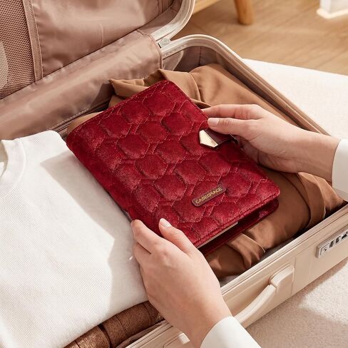 CASEGRACE Travel Jewelry Organizer Case, Portable Jewelry Storage Book with Clear Zipper Velvet Jewelry Pouch Bag, Velvet Travel Jewelry Box for Women, Christmas Gift, Red in Saudi Arabia