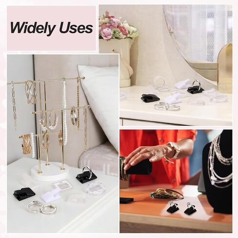 MECCANIXITY 36Pcs Plastic Ring Display Clip, Small Jewelry Display Stand for Nightstand Bedroom Decorative Jewelry Storage Organizer, Black in Kuwait