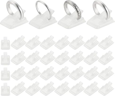 MECCANIXITY 36Pcs Plastic Ring Display Clip, Small Jewelry Display Stand for Nightstand Bedroom Decorative Jewelry Storage Organizer, Black in Kuwait