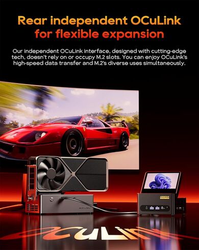 GEM12 AMD Ryzen 9 6900HX Mini PC(8C/16T,up to 4.9GHz), Gmaing Mini PC 16GB DDR5 RAM 500GB NVMe PCIe4.0 SSD, Small Desktop Computer 4K@60Hz 4-Screen Display/OCULINK/75W TDP/USB4/DP1.4 in Kuwait