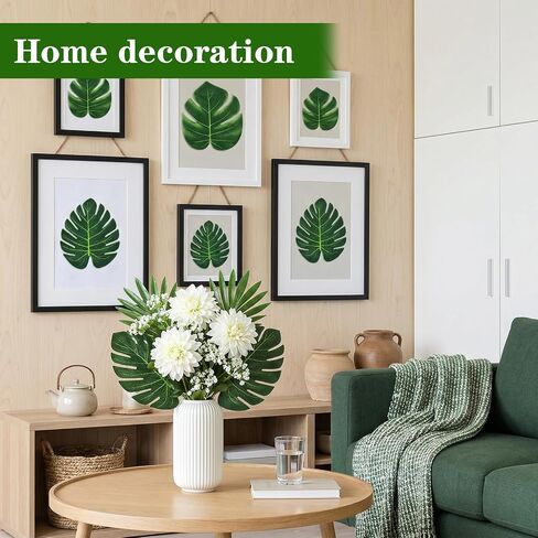 50Pcs Artificial Tropical Palm Leaves, 5 Size Fake Monstera Leaves | Banana Leaf with Stems for Jungle Safari Hawaiian Luau Party Decorations, Wedding Birthday Theme Table Wall Decor in Saudi Arabia