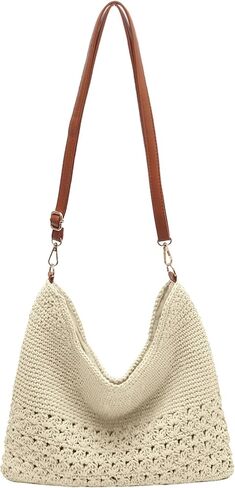 Crochet Purse for Women Beach Bag Crochet Crossbody Bags Shoulder Hobo Handbag Boho Woven Tote Bag for Summer Vacation in Saudi Arabia