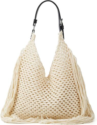 Summer Crochet Shoulder Bags for Women Fringe Hollow Woven Hobo Tote Handbag Large Fashion Travel Beach Purse in Saudi Arabia